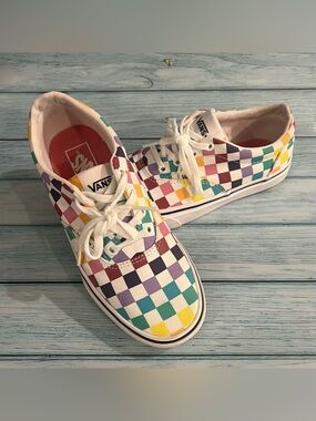 Vans Off The Wall Rainbow Checkerboard Low Top Sneakers Skate Shoes